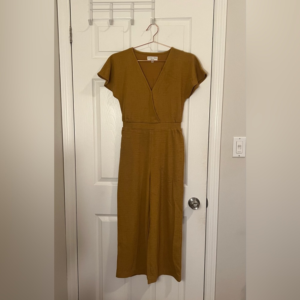 Madewell Wide-Leg Jumpsuit in a yellow/ochre color, sz 00